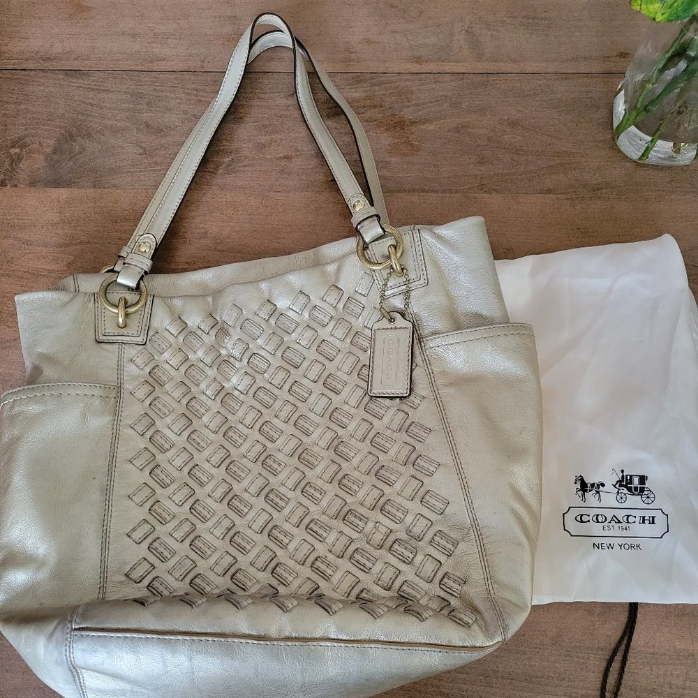 Coach North South metallic handbag/tote with silk dustbag